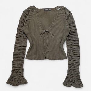 Vintage Mexx Olive Green 100% Cotton Crochet Cardigan